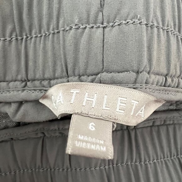 Athleta 100% Linen Shorts Womens Size 6 High Rise Gray Pull On 3.5 Inch Inseam - Picture 2 of 6